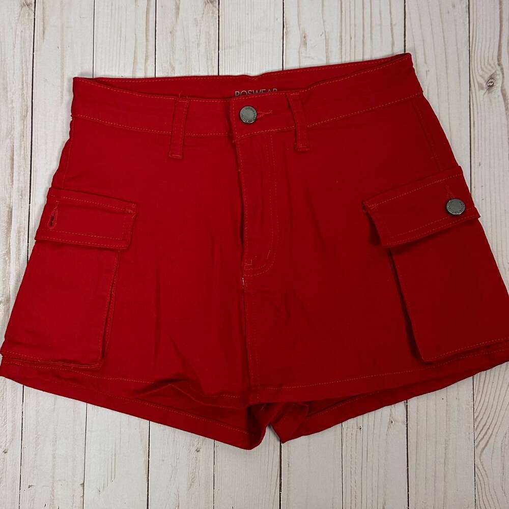 ROSWEAR red denim cargo skort - size small